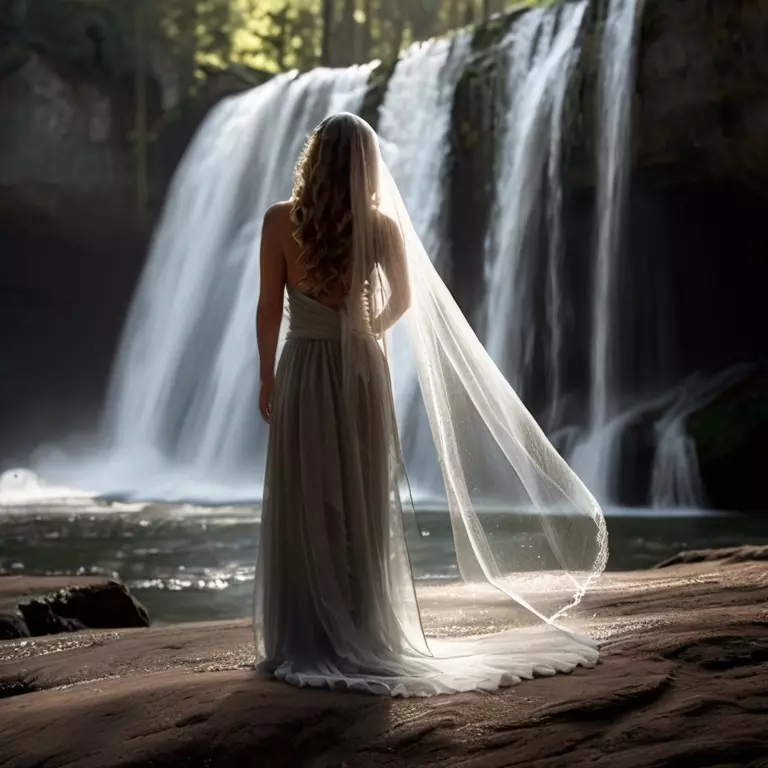 Woman in a waterfall